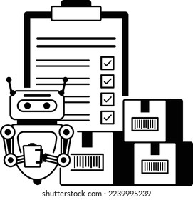 robots to make decisions based on input from their surroundings concept vector icon design, Warehouse automation symbol, Industrial revolution sign, Shipping and Logistics stock illustration 