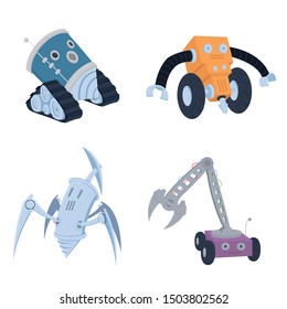 robots miners character concept. vector illustration isolated on white background.