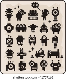 Robots, monsters, aliens collection #3. Vector illustration.