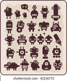 Robots, monsters, aliens collection #4. Vector illustration.