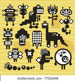 Robots and monsters collection #15. Vector illustration.