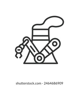 Robots for nuclear power, in line design. Robots, Nuclear, Power, Energy, Automation, Reactor, on white background vector. Robots for nuclear power editable stroke icon.