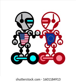 Robots on white. Technology, the future.