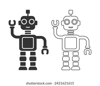 Robots outline vector line icon set. Flat sign black robots icon, flat vector simple element illustration from editable artificial intelligence concept isolated on white background