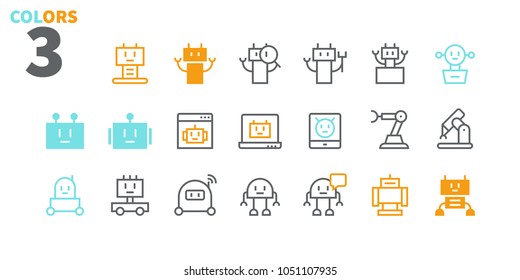 Robots Pixel Perfect Well-crafted Vector Thin Line Icons 48x48 Ready for 24x24 Grid for Web Graphics and Apps. Simple Minimal Pictogram Part 1