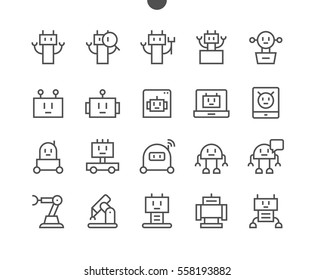 Robots Pixel Perfect Well-crafted Vector Thin Line Icons 48x48 Ready for 24x24 Grid for Web Graphics and Apps with Editable Stroke. Simple Minimal Pictogram Part 1-1