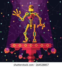 Robots planet. This vector illustration made on space theme in flat style.  