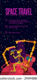 Robots planet. This vector illustration made on space theme in flat style.  