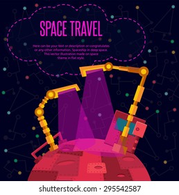 Robots planet. This vector illustration made on space theme in flat style.  
