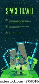 Robots planet. This vector illustration made on space theme in flat style.  
