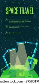 Robots planet. This vector illustration made on space theme in flat style.  