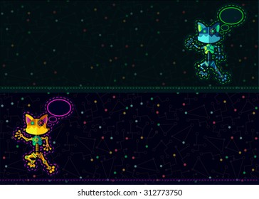 Robots planet. This vector illustration made on space theme in flat style.  