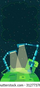 Robots planet. This vector illustration made on space theme in flat style.  