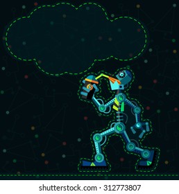 Robots planet. This vector illustration made on space theme in flat style.  