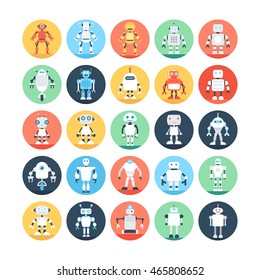 Robots, Robotics Colored Vector Icons 2