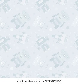 Robots seamless pattern against the pale-blue background. The layout is fully editable
