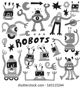 Robots - set vector icons