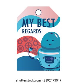 Robots show tag. Humanoids, cyborgs, intelligent machines vector illustration with text. Robotics concept for labels, invitation card