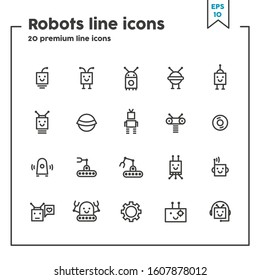 Robots thin line icon. Concept of technologies. Vector illustration symbol elements for web design and apps