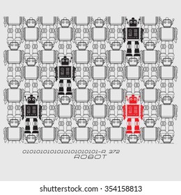 robots typography, t-shirt graphics, vectors