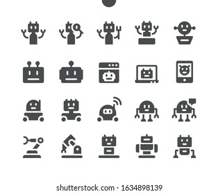 Robots UI Pixel Perfect Well-crafted Vector Solid Icons 48x48 Ready for 24x24 Grid for Web Graphics and Apps. Simple Minimal Pictogram