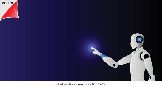 ັAi robots are used to assemble news articles. illustration vector.