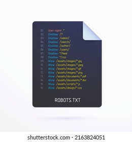 Robots.txt vector icon. Valid for http, https, and FTP protocols. The robots txt file gives recommendations to search robots - which pages, files should be crawled. Vector illustration in flat design