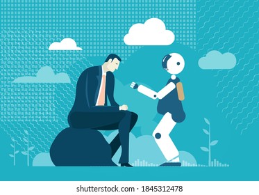 Robots Vs Humans People Communicating Developing Stock Vector (Royalty ...