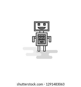 Robots Web Icon. Flat Line Filled Gray Icon Vector