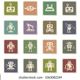 robots web icons - paper stickers for user interface design