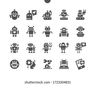 Robots Well-crafted Pixel Perfect Vector Solid Icons 30 2x Grid for Web Graphics and Apps. Simple Minimal Pictogram