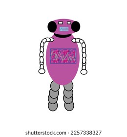 robots de fondo blanco. Tecnología de innovación de robots emociones científicas.Juego de caracteres robots para la animación con varias poses y gestos.Conjunto de robots vectoriales al estilo de dibujos animados. Vector aislado