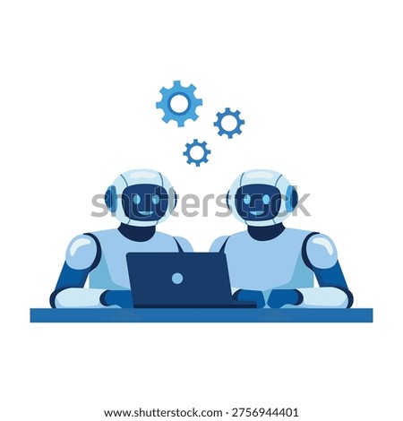 Robots Working Together on Laptop