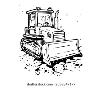 Robust Bulldozer Illustration for a Powerful and Industrial Construction Theme Vector illustration