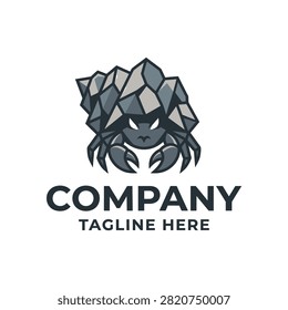 Robust crab logo with a durable faceted rock shell design.