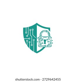 Ícone resistente da blindagem de segurança digital com um design de placa de circuito e cadeado, garantindo o máximo de proteção de dados e privacidade.