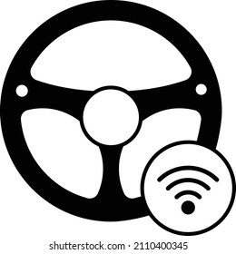 Robust Maneuver Smart Driving wheel Vector Icon Design, Future transportation Symbol, Driver less Transport innovation Sign, Autonomous aerial vehicle Stock Illustration, steering actuator Concept, 