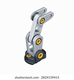Robust metallic hinge assembly featuring yellow pulley wheels