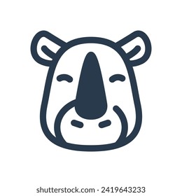 Robust Rhinoceros in Dense Jungle Vector Icon Illustration