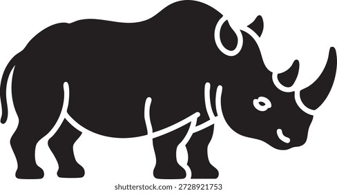 Robuste Rhinozeros-Vektorgrafik: Starke afrikanische Wildtier Silhouette für Stärke und Natur
