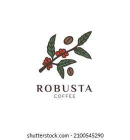 Robusta coffee branch logo design