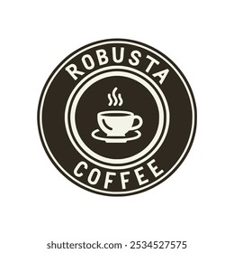 robusta Kaffee Kreis Emblem Vintage Retro-Abzeichen Vektor Illustration Template Design