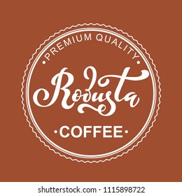 Robusta coffee logo. Vector illustration of handwritten lettering.