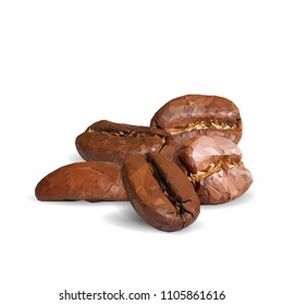 Robusta. Vector illustration. Arabic. Coffee ingredients in triangulation technique. Coffee low poly.