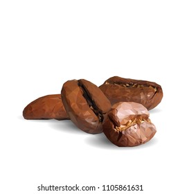 Robusta. Vector illustration. Arabic. Coffee ingredients in triangulation technique. Coffee low poly.