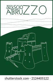 Roca Calascio, vector illustration of the medieval castle, Abruzzo