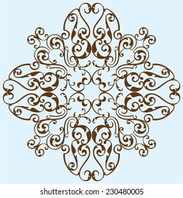 Roccocco design flower is on blue