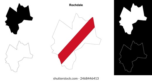 Rochdale blank outline map set