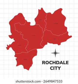 Rochdale City map illustration. Map of the City in England