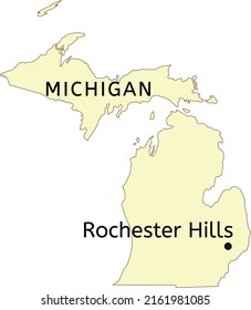 Rochester Hills city location on Michigan map